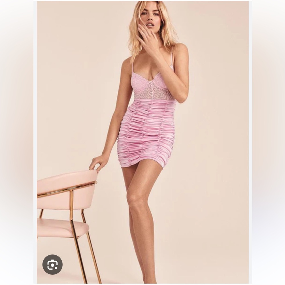 Pink Ruched Bodycon Mini Dress - Picture 2 of 11
